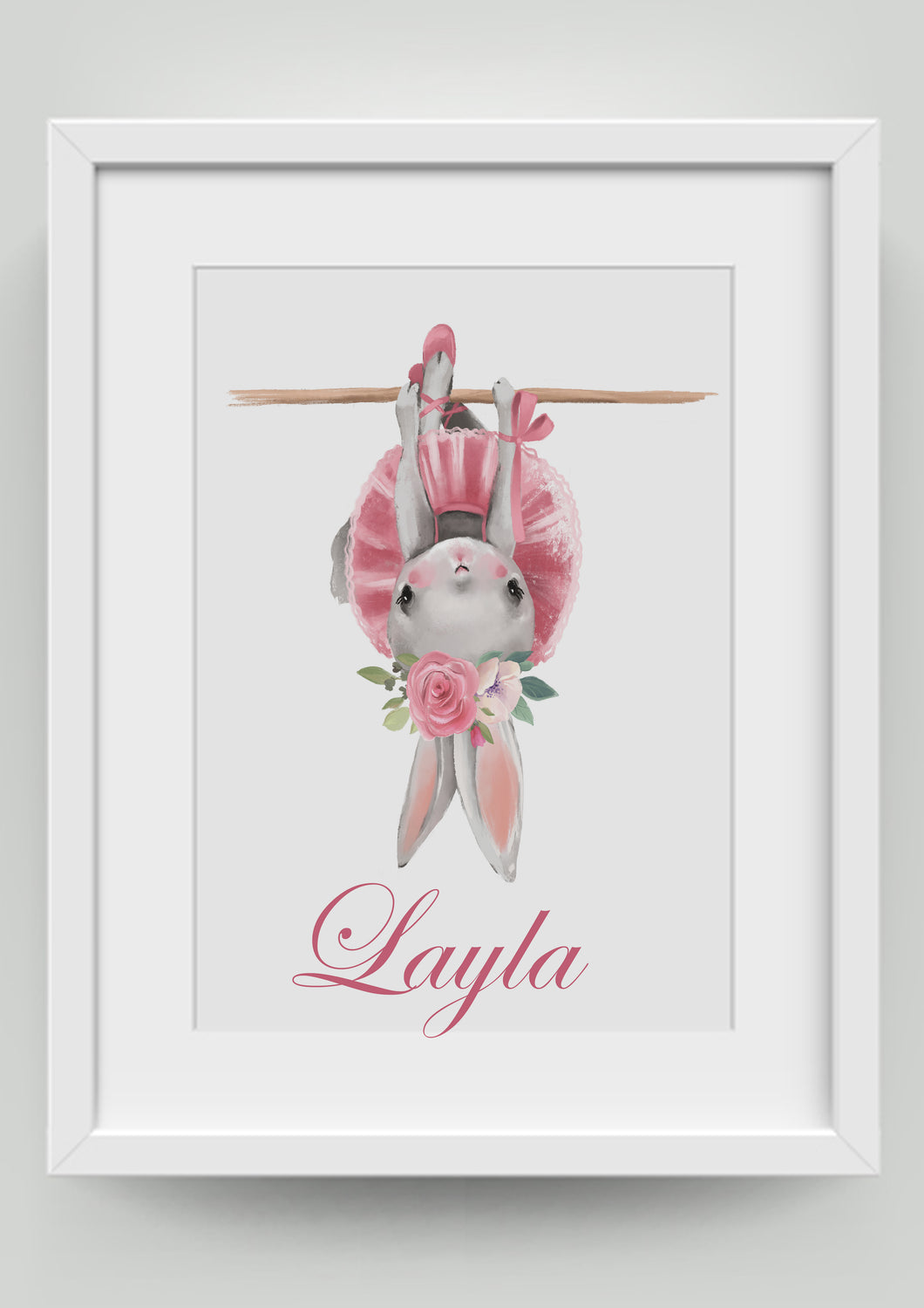 A4 Upside down Ballerina Bunny Personalised Print