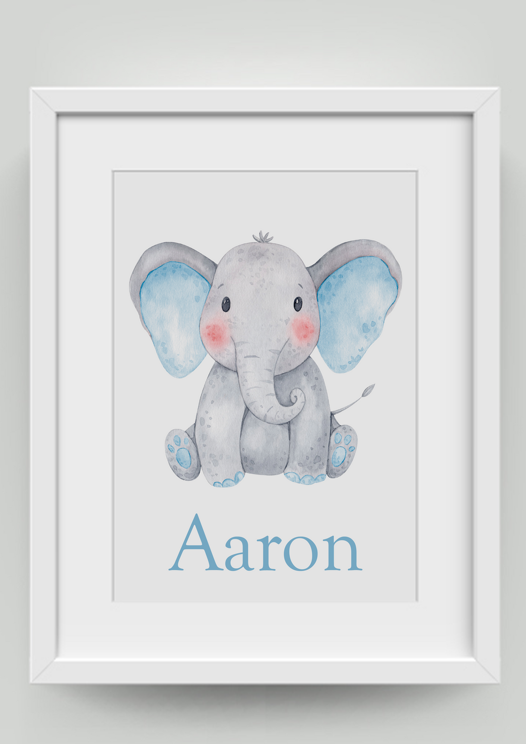 A4 Blue Elephant Personalised Print