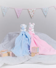 Load image into Gallery viewer, Baby Rabbit Pink Embroidered Name Comforter with Rattle.
