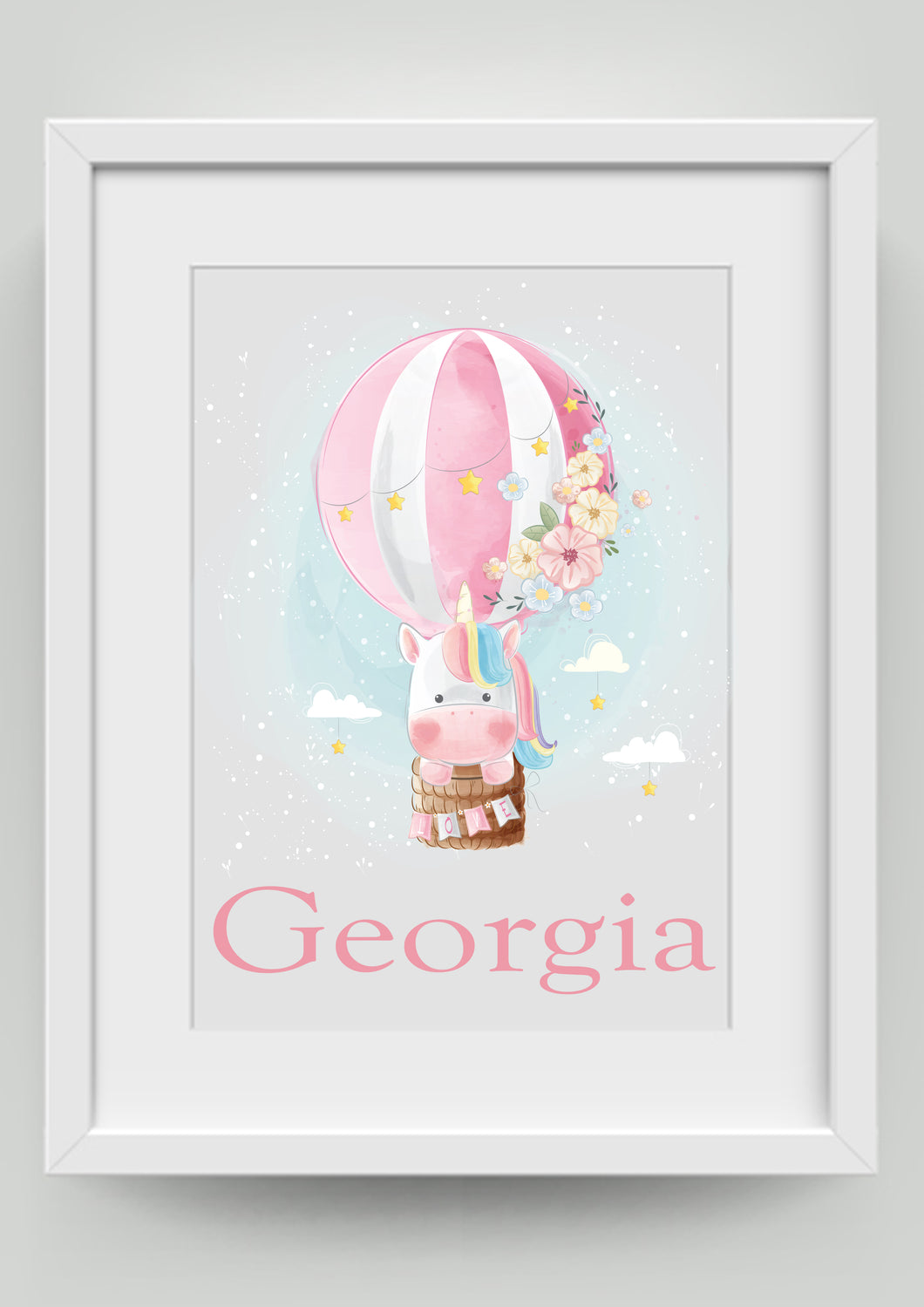 A4 Unicorn Hot Air Baloon Print