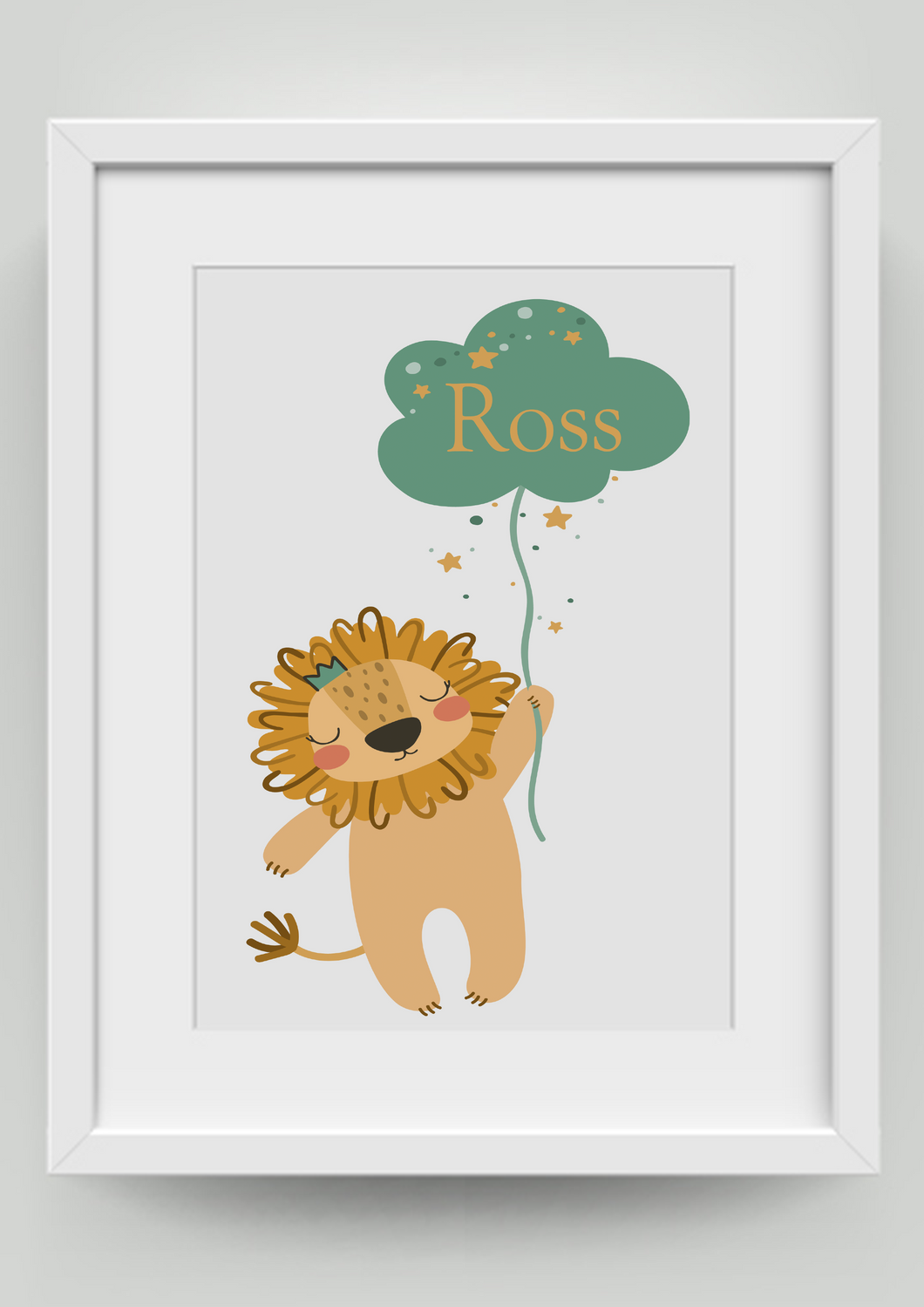 A4 Lion with Balloon Personalised Print