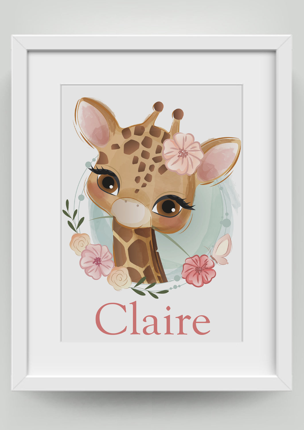 A4 Cute Giraffe Personalised Print