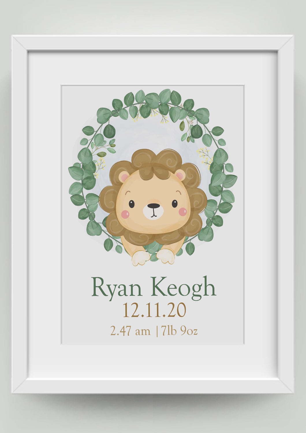 A4 Cute Lion Personalised Print