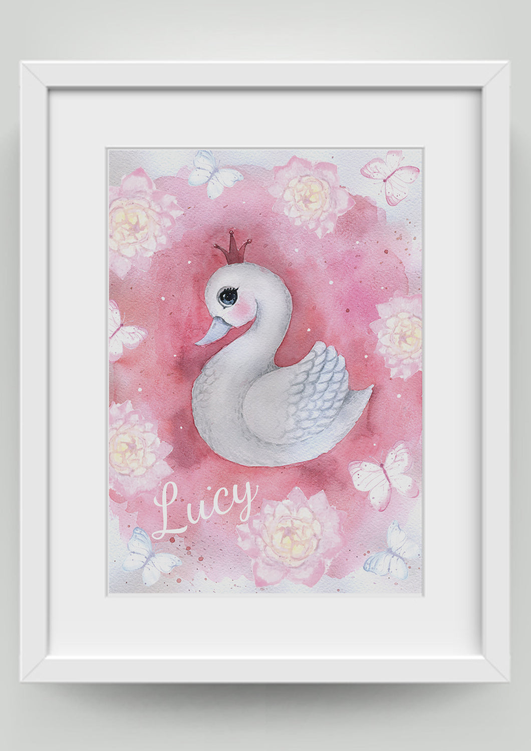 A4 Watercolour Style Swan Personalised Print