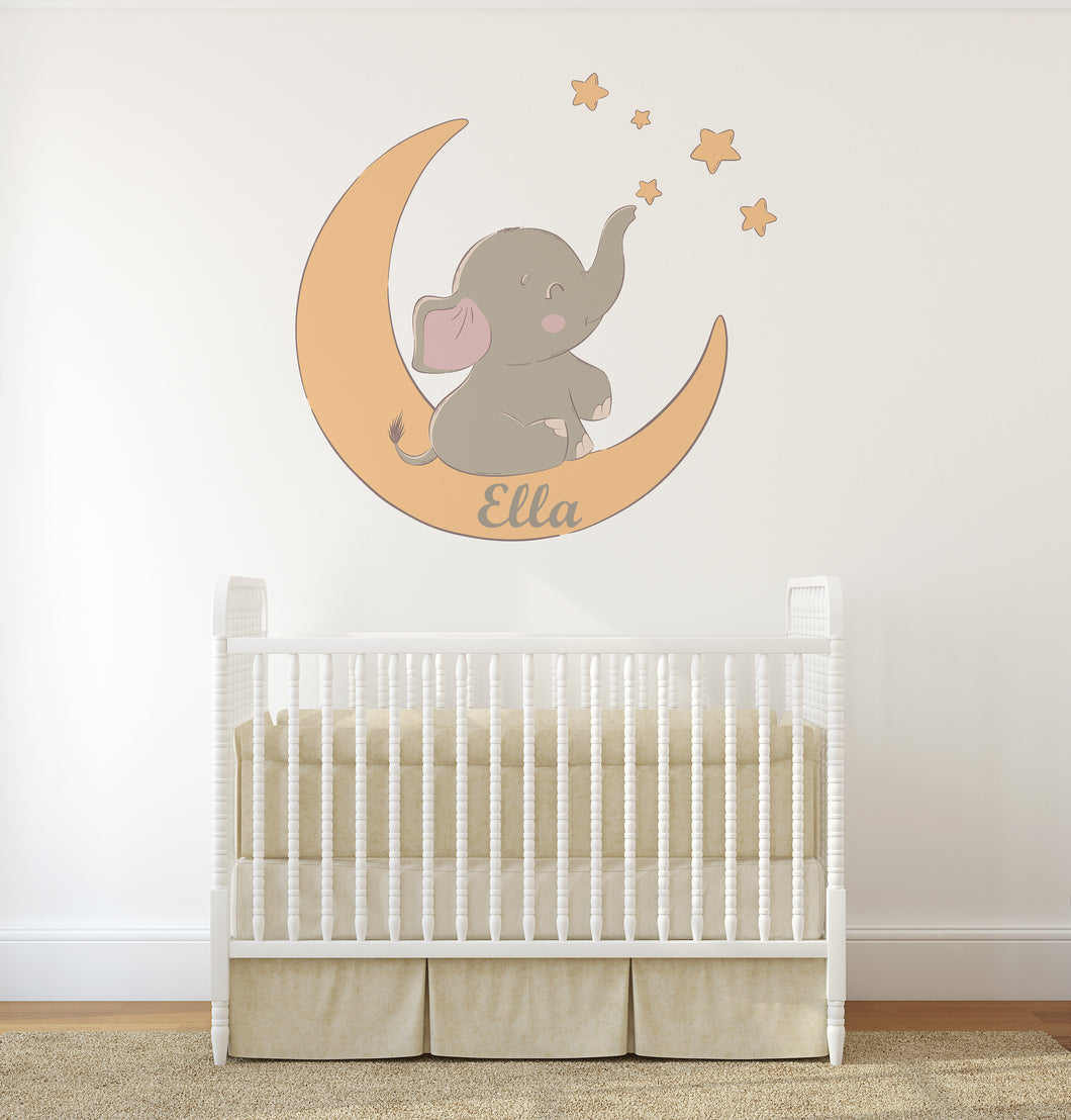 Elephant on the Moon Neutral Wall Decal